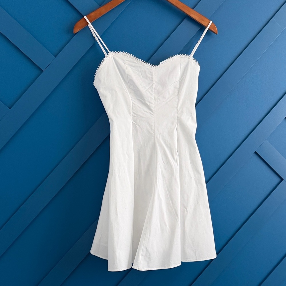 Zara White Lace-Trim Spaghetti Strap Dress